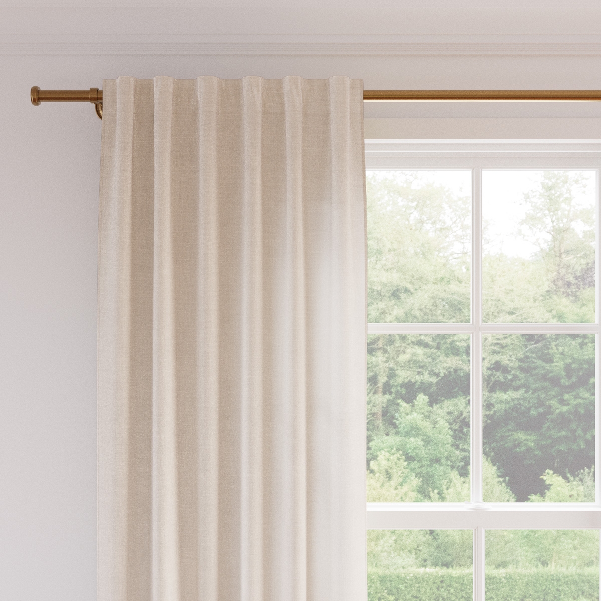 Linen Curtain, Antique White Linen, 50" x 108", Unlined - Image 1
