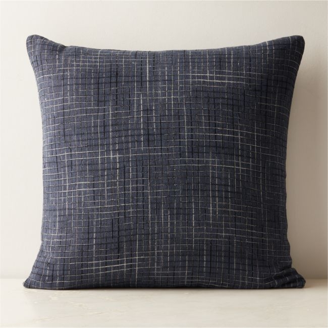 Tal Navy Blue Linen Throw Pillow Cover 23"x23" - Image 0