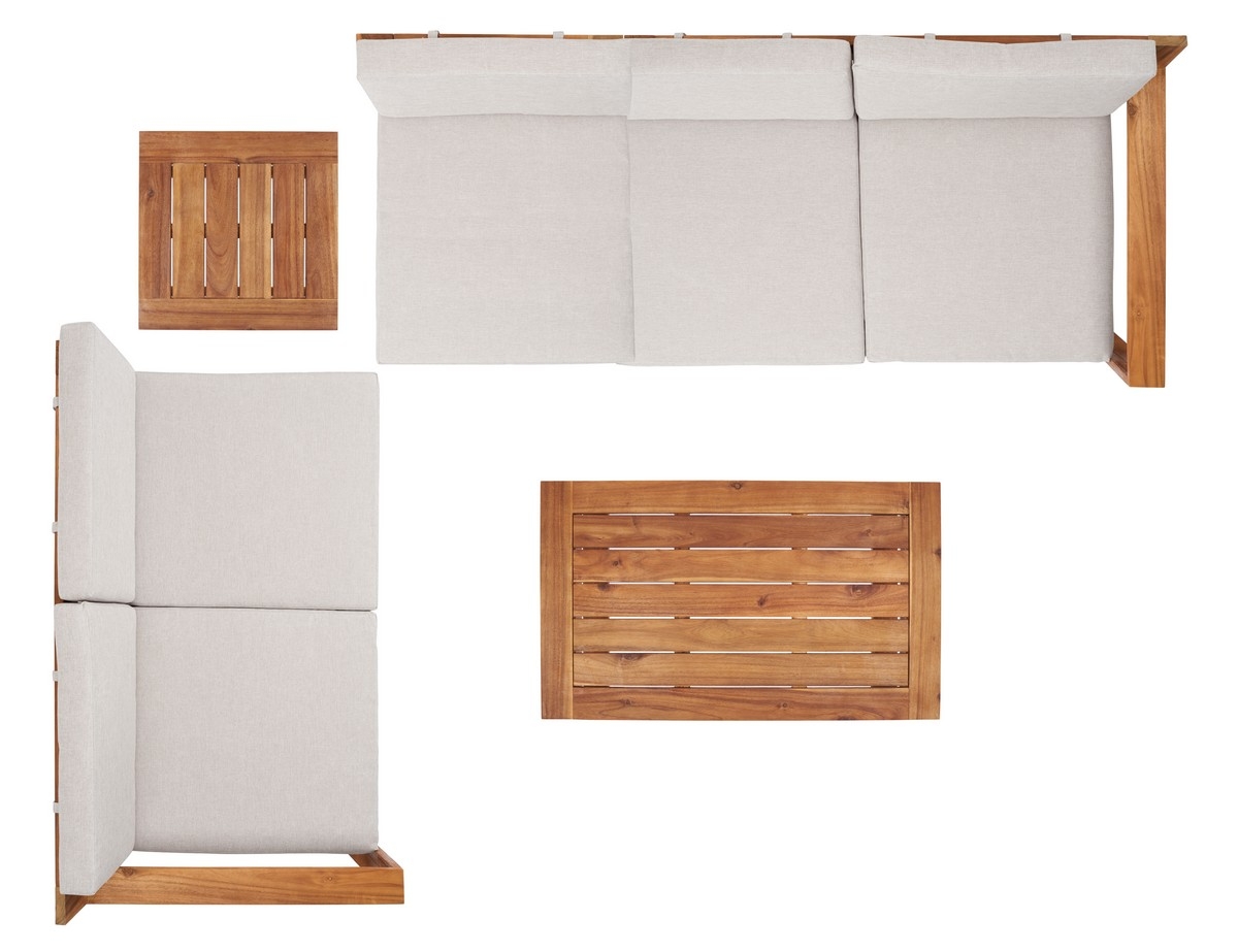 Catryn 4 Pc Outdoor Living Set - Natural/Light Grey - Safavieh - Image 4