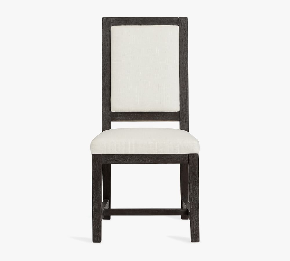 Watson Upholstered Dining Chair, Charcoal & Basketweave Slub Ivory - Image 0