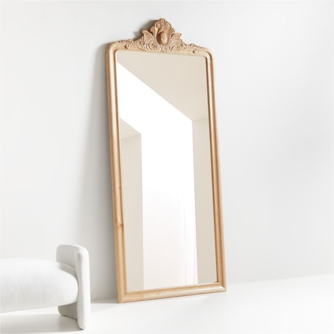 Levon Natural Carved Wood Floor Mirror by Leanne Ford - Image 0