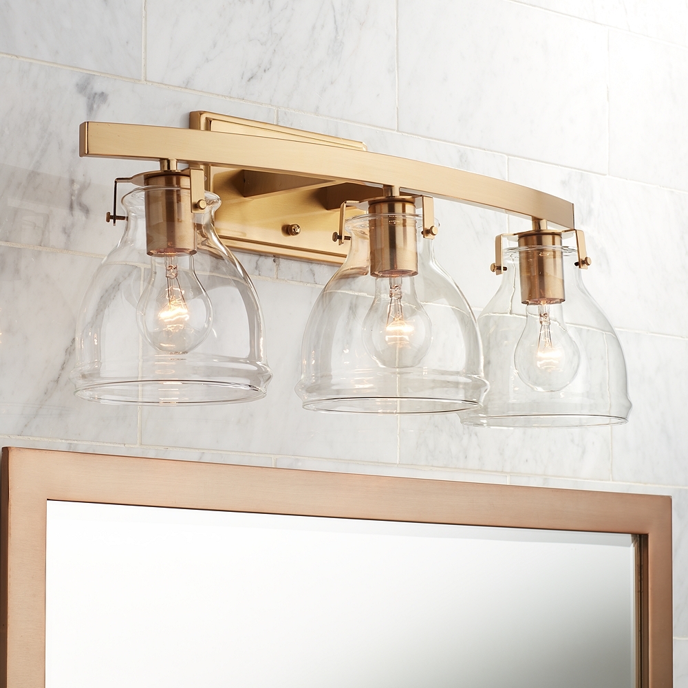 Possini Euro Bellis 23 1/2" Wide Clear Glass and Soft Gold Bath Light - Image 0