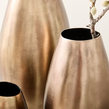 Organic Metal Vases, Medium Vase, Light Brass, Sheet Metal, 8.25 Inches - Image 3