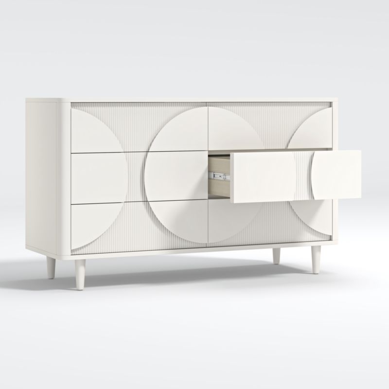 Roselle White Wood Wide 6-Drawer Dresser - Image 3