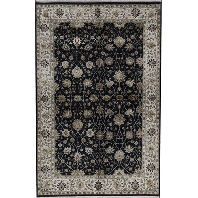 One-of-a-Kind Hand-Knotted Black/Ivory 6'1" x 9'4" Area Rug - Image 0