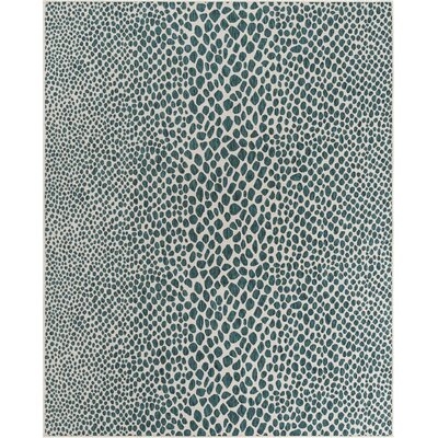 Ambrea Abstract Teal/White Indoor/Outdoor Area Rug - Image 0