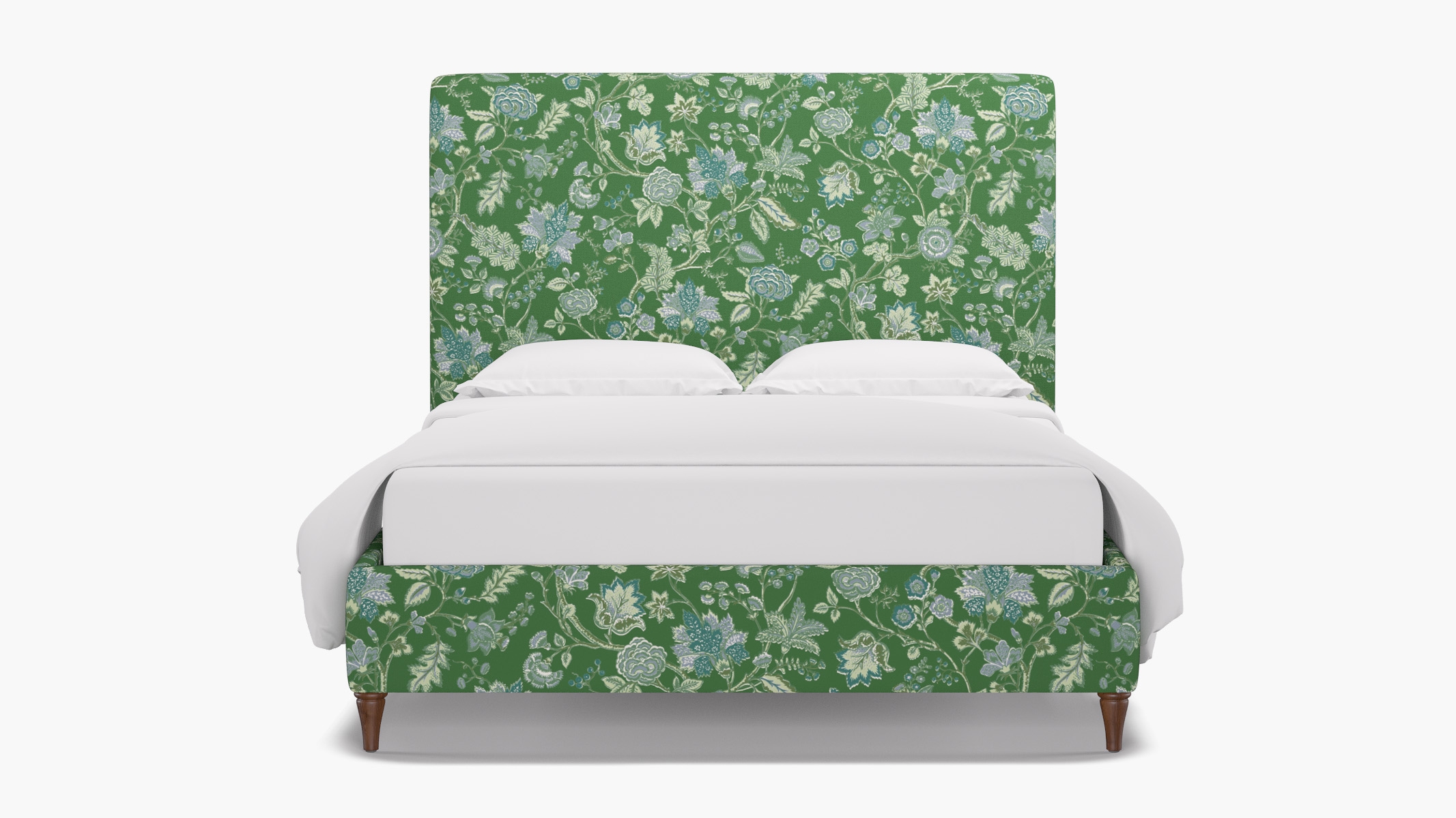 Classic Bed, Green La Vendee, Walnut Decorative Tapered Leg, Queen - Image 0