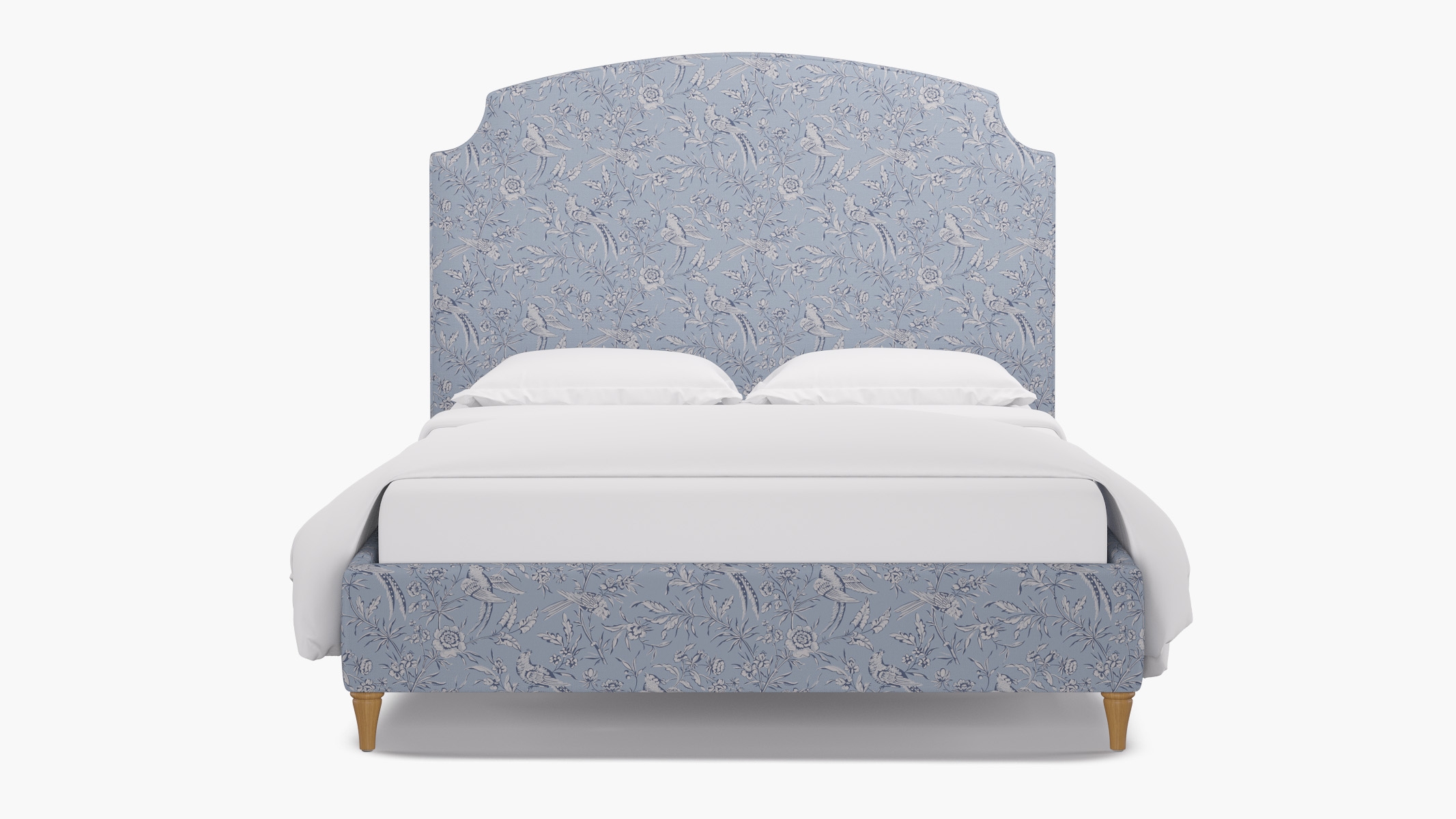 Cove Bed, Blue Aviary, Natural Decorative Tapered Leg, Twin - Image 0