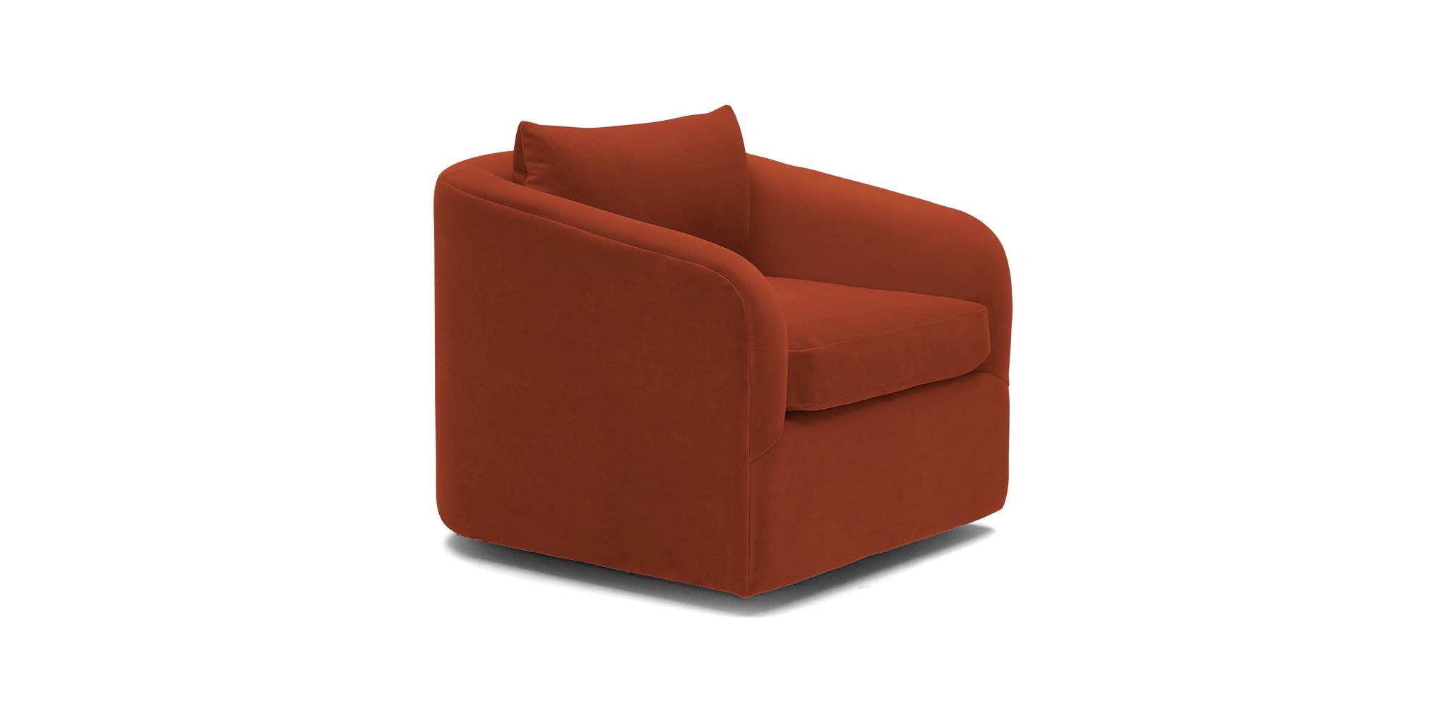 Orange Amelia Mid Century Modern Swivel Chair - Sorrento Coral  - Image 1
