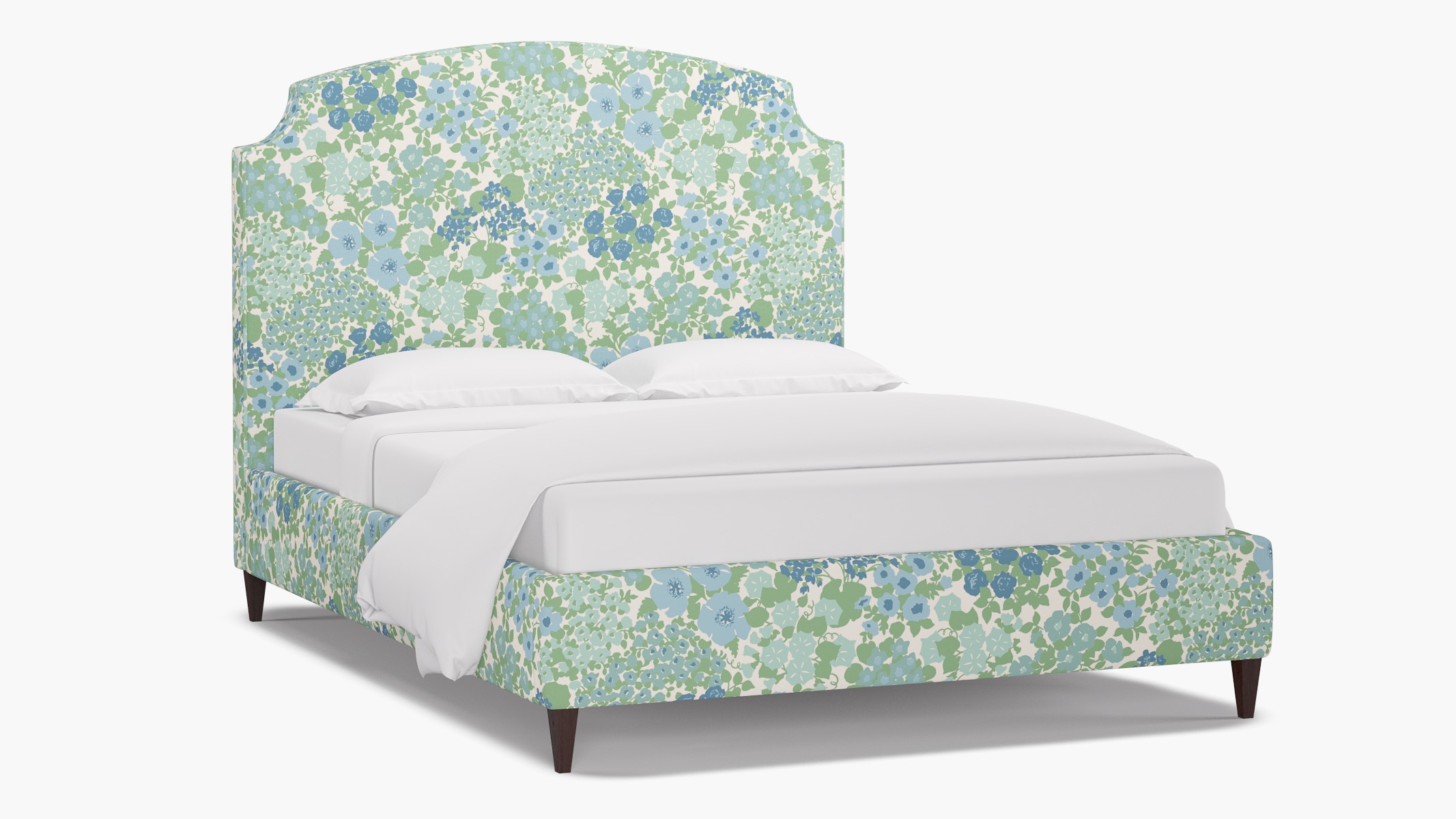 Cove Bed, Mist Million Flowers, Espresso Square Tapered Leg, Twin - Image 1