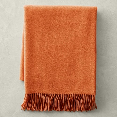Solid Cashmere Throw, 50" X 65", Orange - Image 0