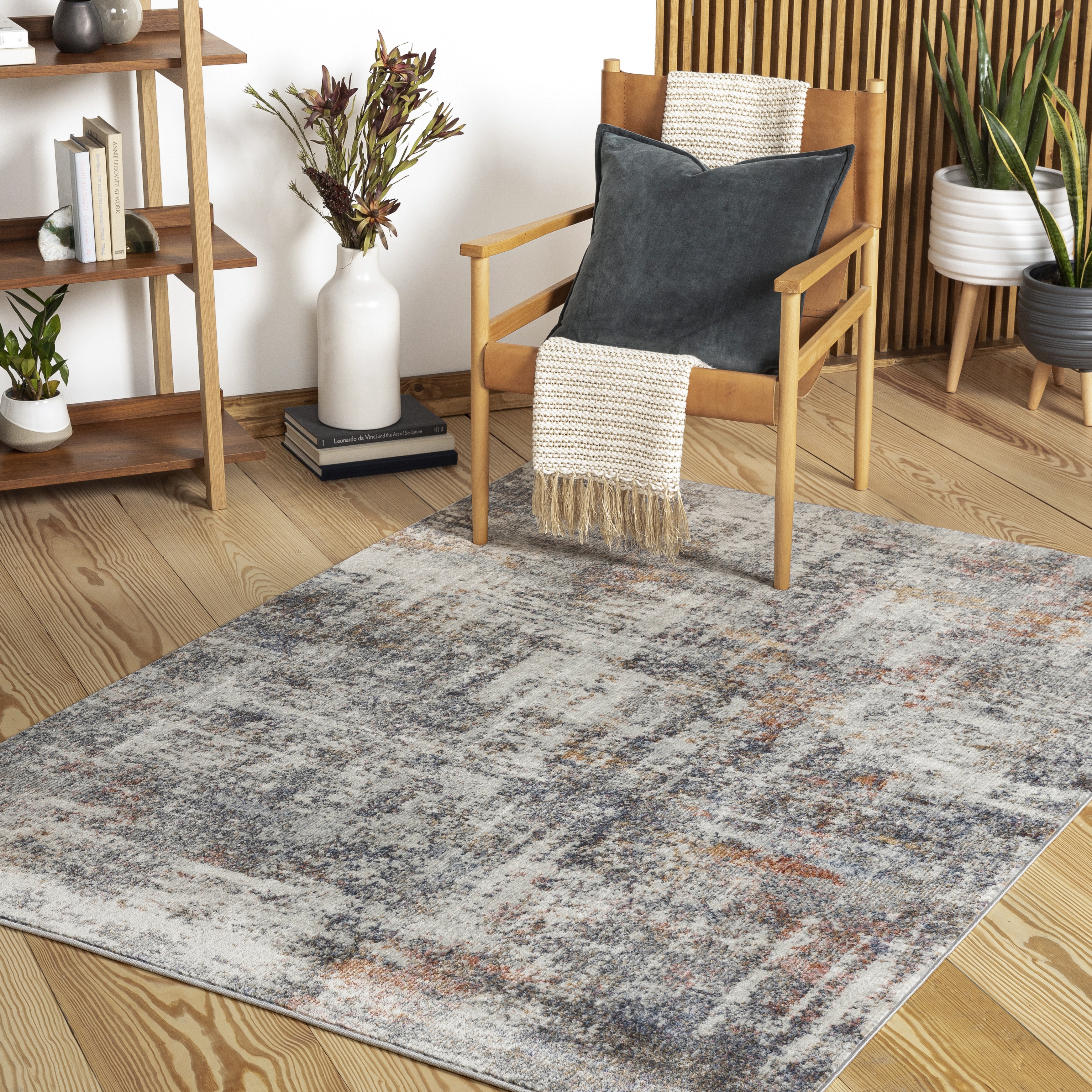 Bilbao Gray Indoor 5'3" x 7'3" Machine Woven Rug - Image 1