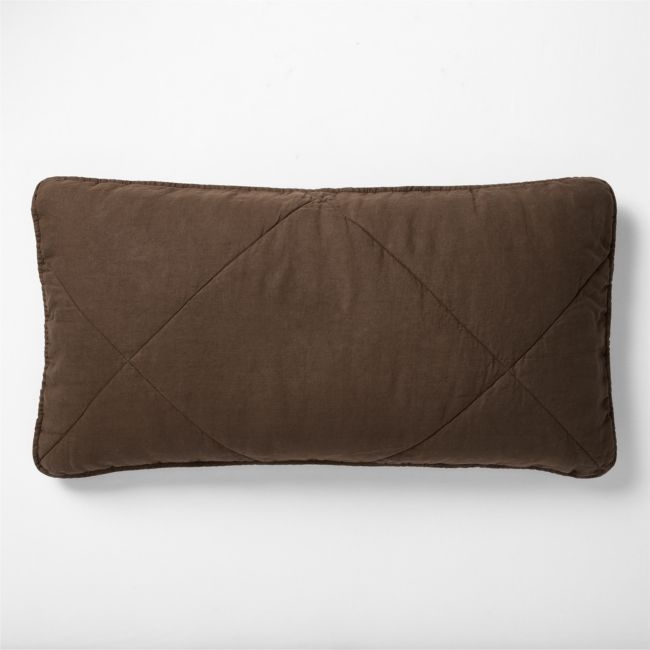 EUROPEAN FLAX™-Certified Linen Deep Brown Quilted King Bed Pillow Sham - Image 0