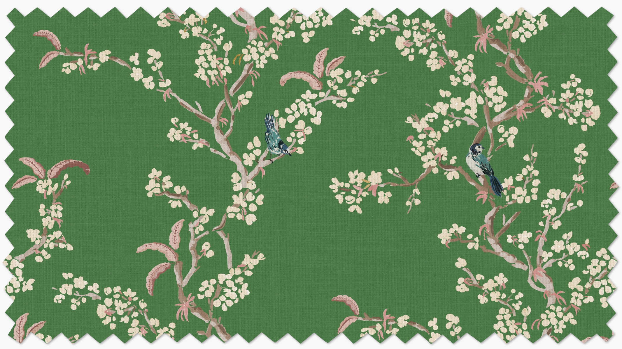 Printed Cotton Fabric By The Yard, Jade Cherry Blossom - Image 0