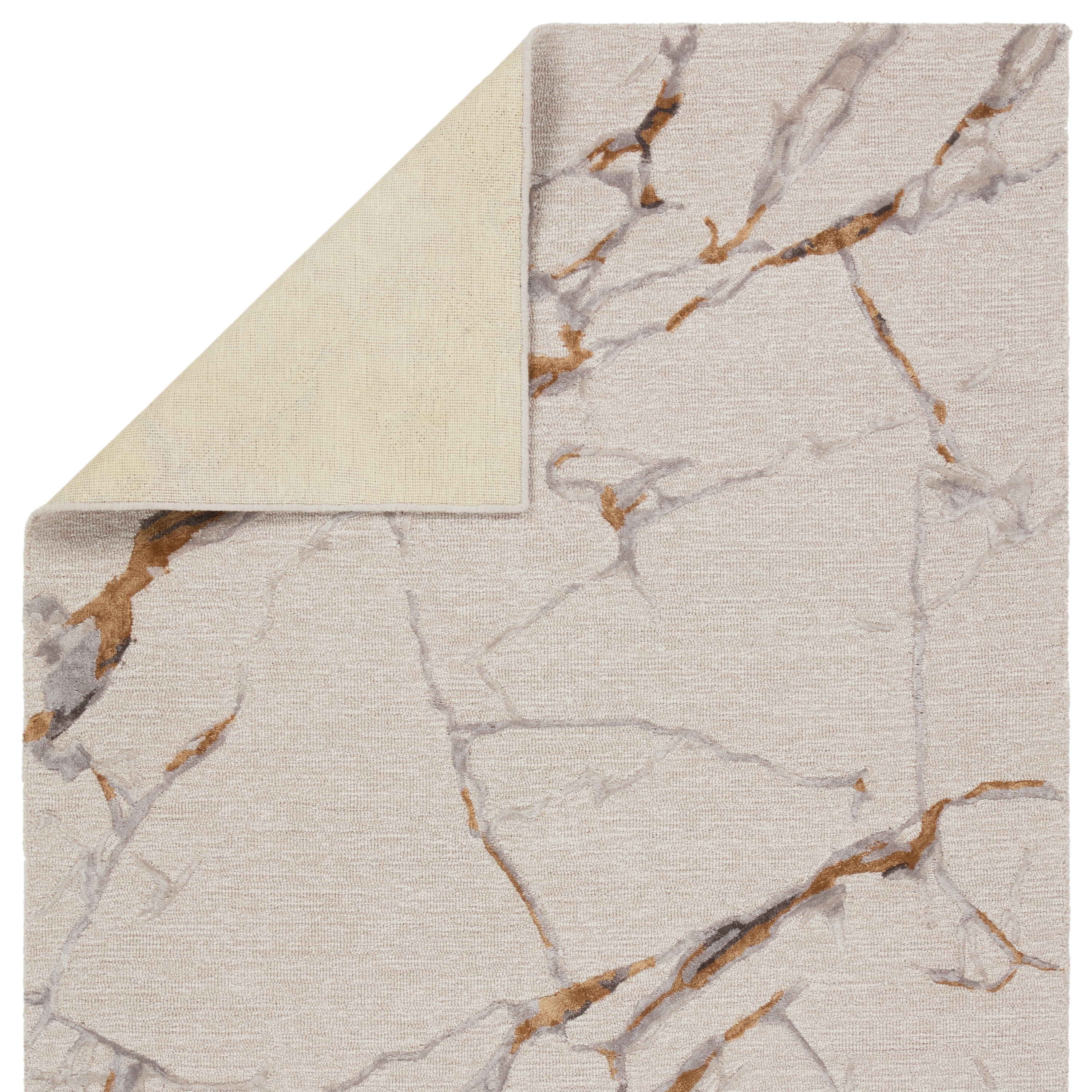 Shattered FRG01 Handmade Abstract Taupe and Bronze Area Rug (6'x9') - Image 2