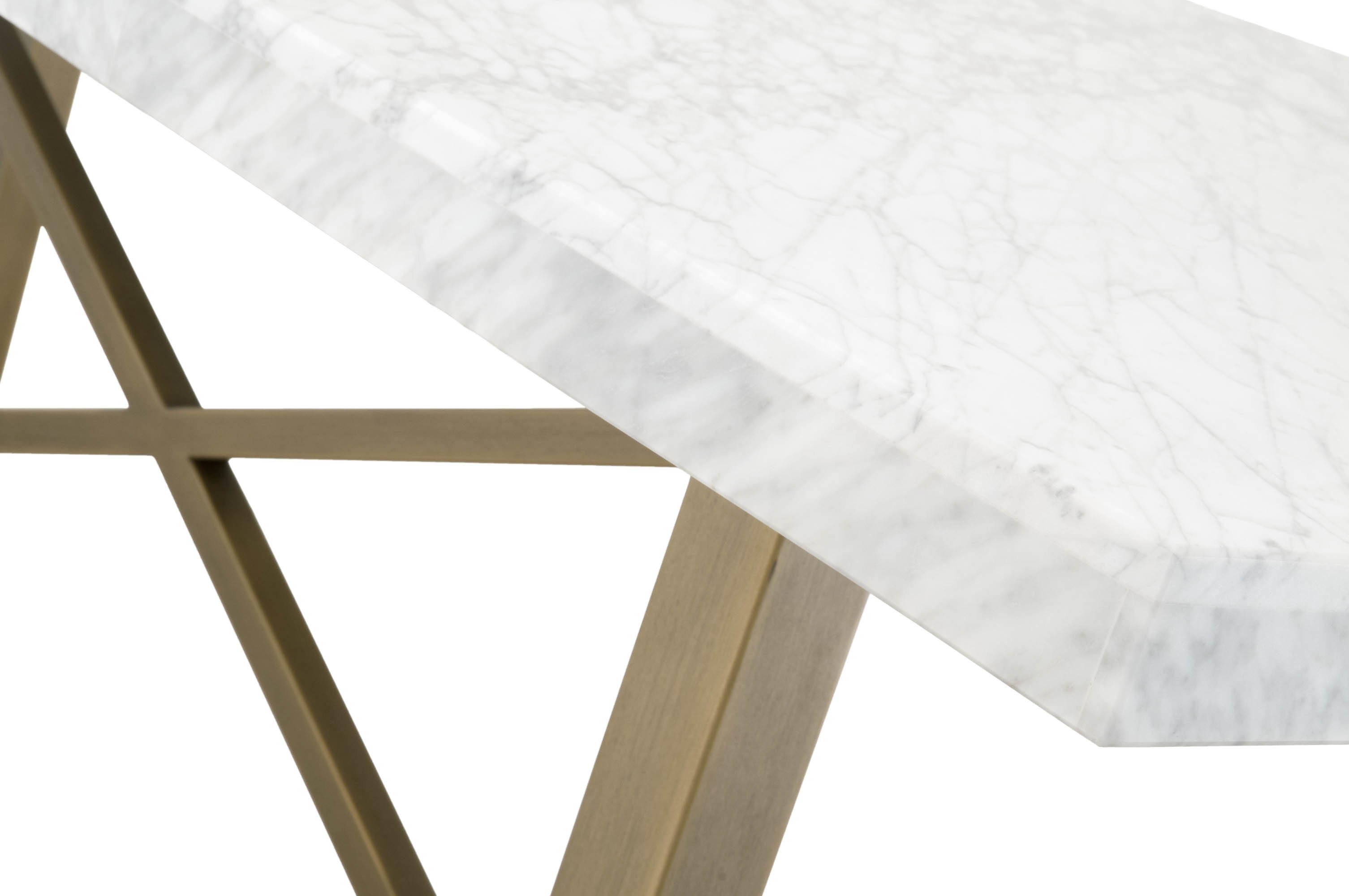Carrera Dining Table, White & Gold - Image 3