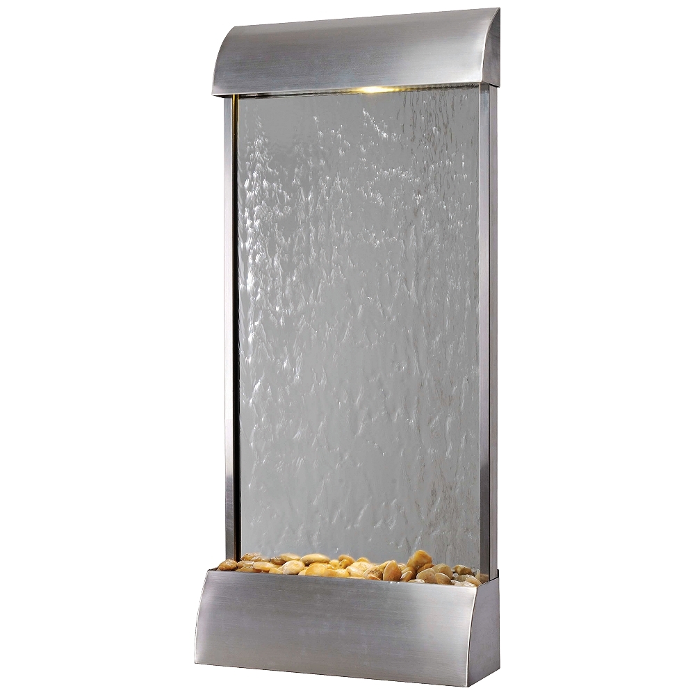 Breckenridge 42" High Steel Mirror LED Outdoor Wall Fountain - Style # 78E57 - Image 0