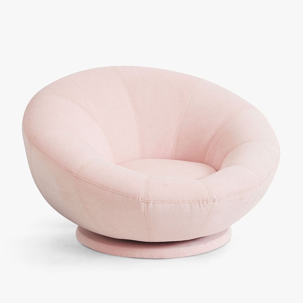 Chenille Washed Blush Groovy Swivel Chair - Image 0