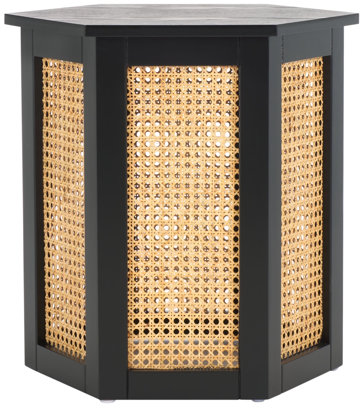 Danez Hexagon Cane Accent Table - Black / Natural - Safavieh - Image 0