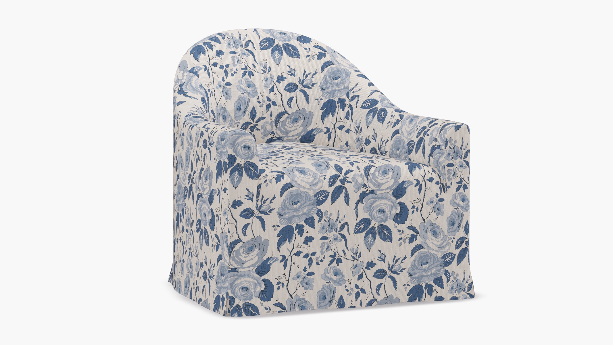 Slipcover Swivel Chair, Delft Chintz - Image 1