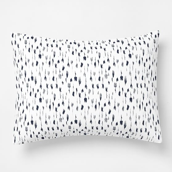 Percale Ikat Floral Sheet Set, Standard, Set of 2, Midnight - Image 0