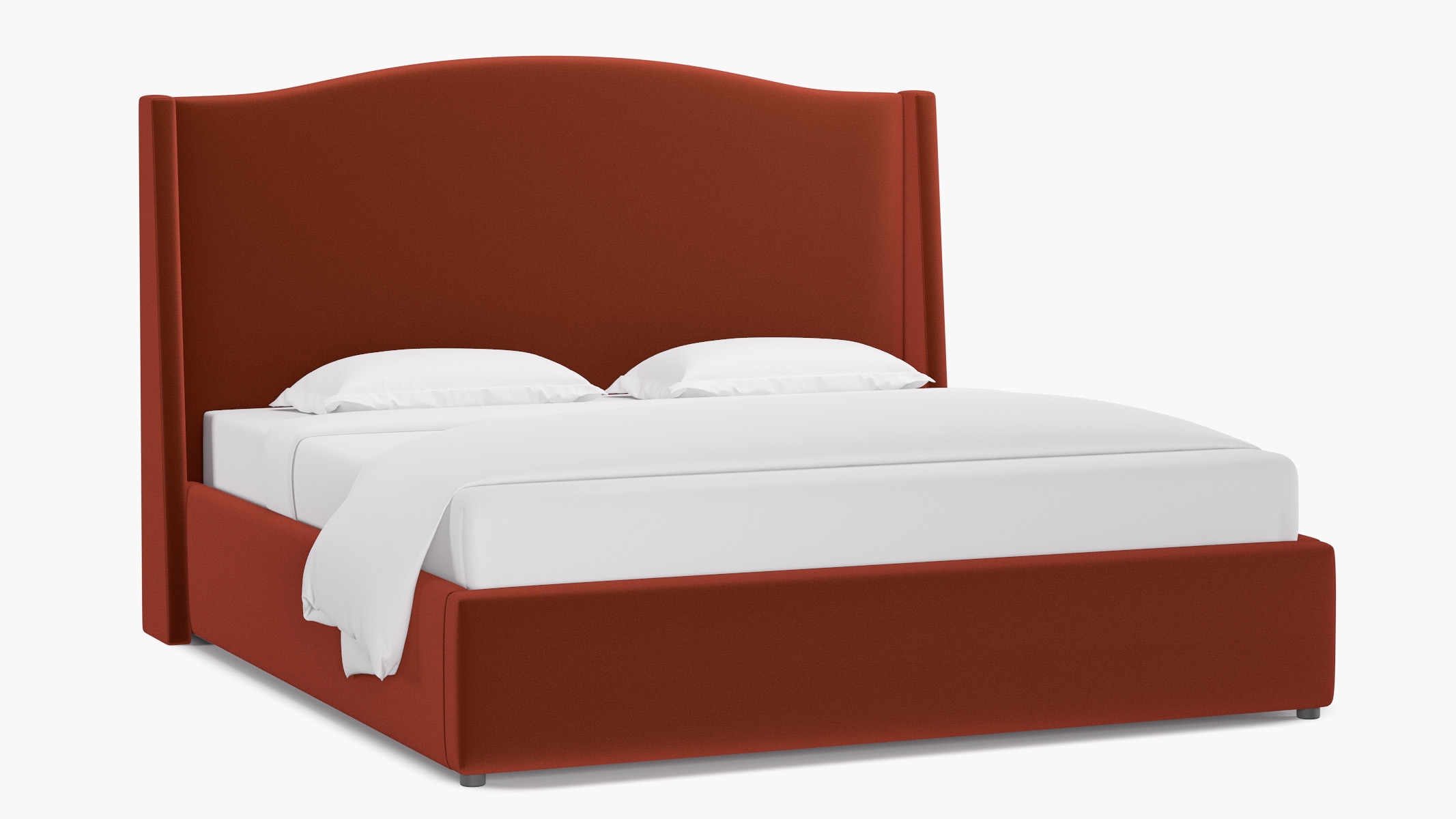 Curved Wingback Bed, Rust Performance Velvet, King - Image 1