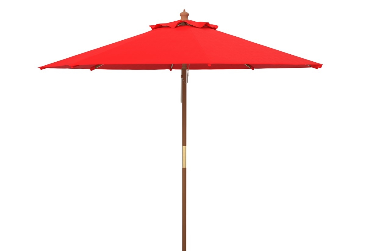 Cannes 11Ft Wood Umbrella - Red - Safavieh - Image 0