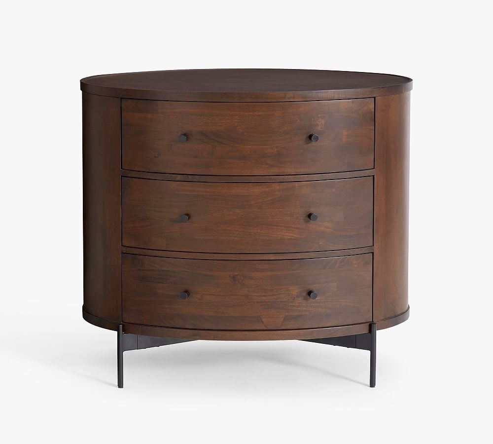 Warren 3-Drawer Oval Dresser, Walnut/Bronze - Image 0