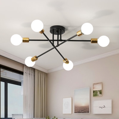Sputnik Nordic Modern Chandelier Black Gold Ceiling Light - Image 0
