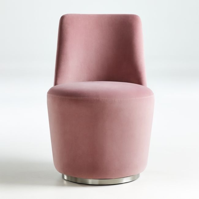 Ofelia Dusty Pink Velvet Swivel Dining Chair - Image 0