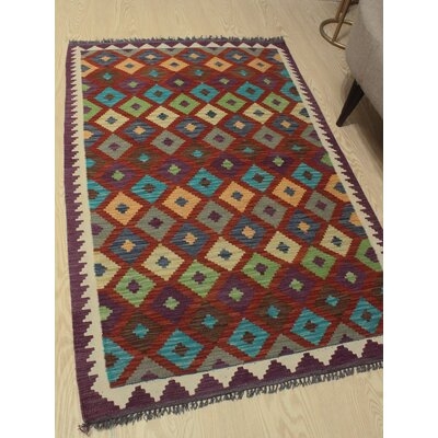 Hults Southwestern Handmade Flatweave Wool Purple Area Rug - Image 0