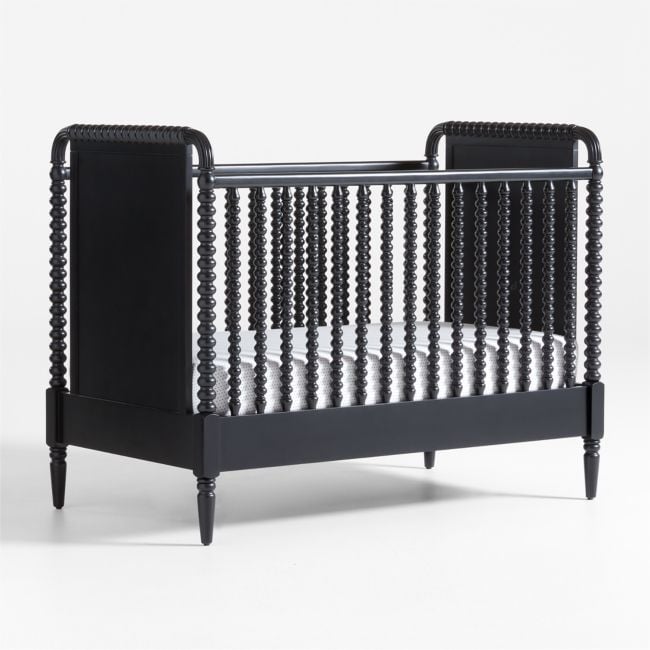 Jenny Lind Black Wood Spindle Convertible Baby Crib - Image 0