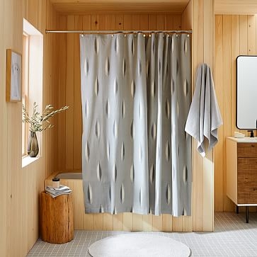 Oval Ikat Shower Curtain, Platinum, 72"x74" - Image 0