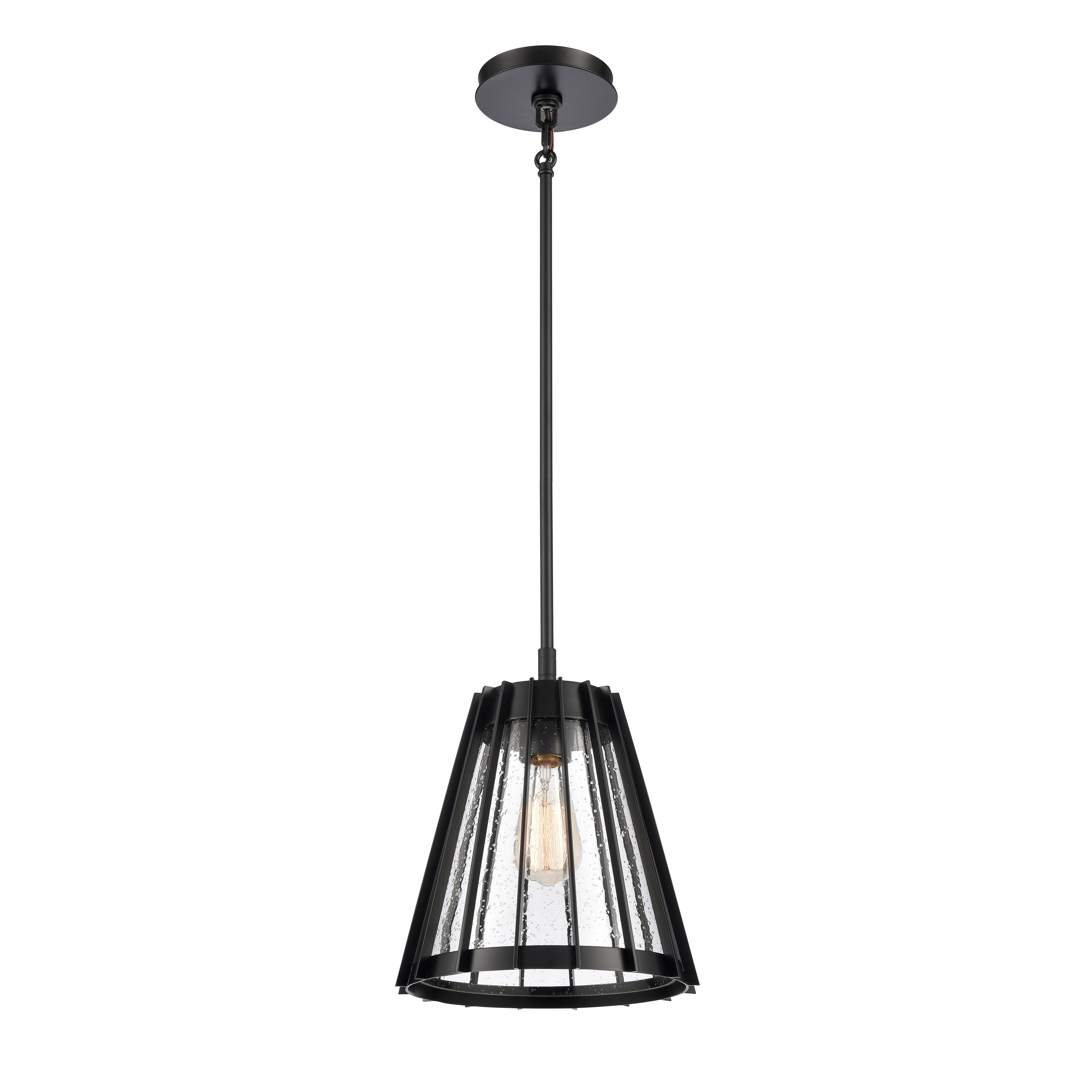 Open Louvers 10'' Wide 1-Light Pendant - Matte Black - Image 0