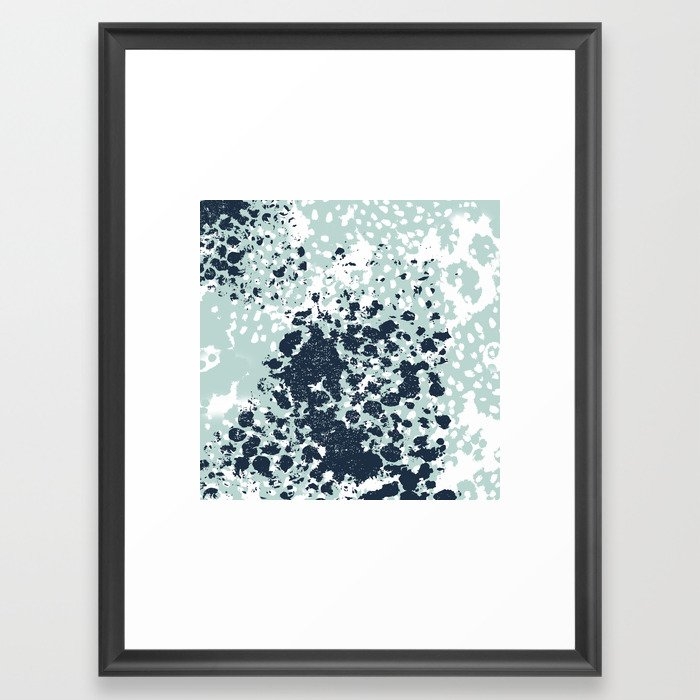 Izzie - Abstract Painting Navy Mint White Trendy Color Palette Summer Bright Decor Framed Art Print by Charlottewinter - Scoop Black - MEDIUM (Gallery)-20x26 - Image 0