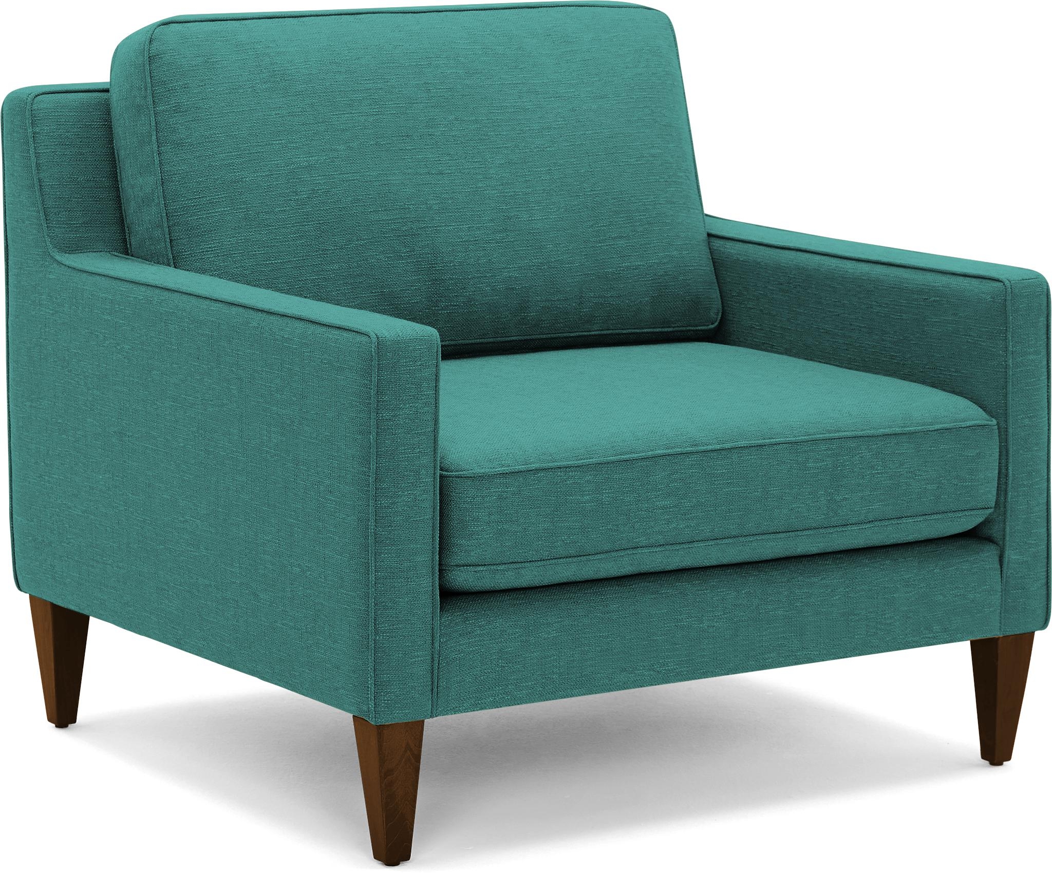 Green Levi Mid Century Modern Chair - Essence Aqua - Mocha - Image 1