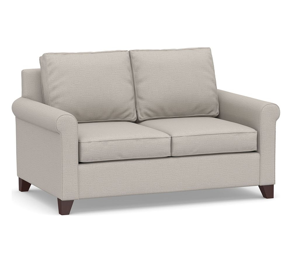 Cameron Roll Arm Upholstered Deep Seat Loveseat 2-Seater 63", Polyester Wrapped Cushions, Chunky Basketweave Stone - Image 0