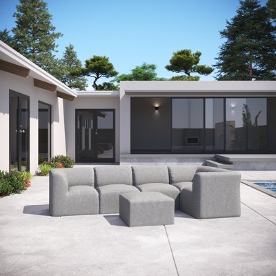 Praia 124" Sunbrella Outdoor Sofa with Ottoman