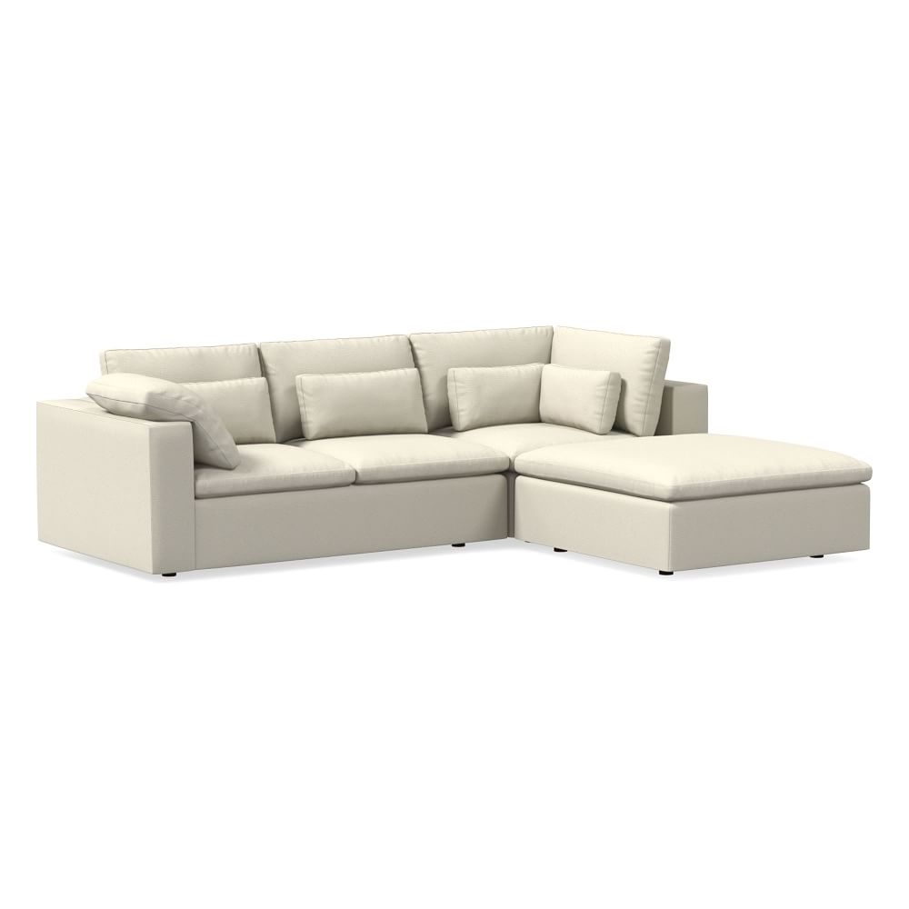 Harmony Mod 122" Right Ottoman Multi Seat 3-Piece Sectional, Performance Basketweave, Alabaster - Image 0