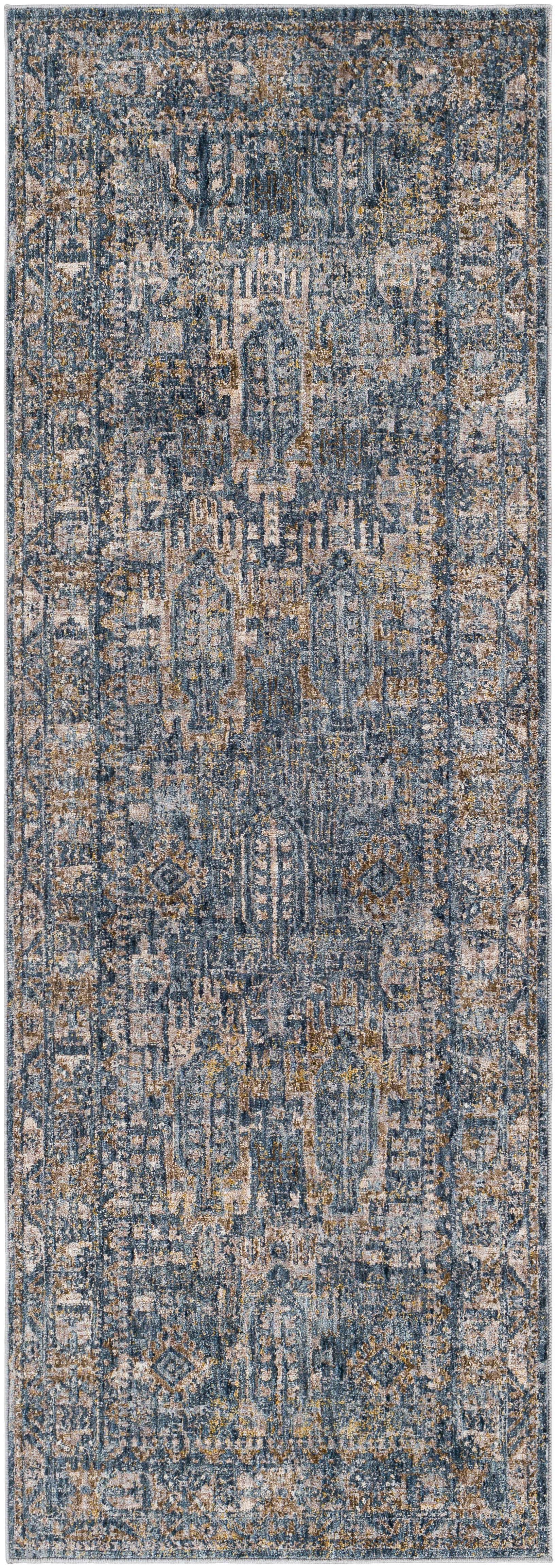 Mirabel Blue Indoor 2'7" x 7'3" Machine Woven Rug - Image 0