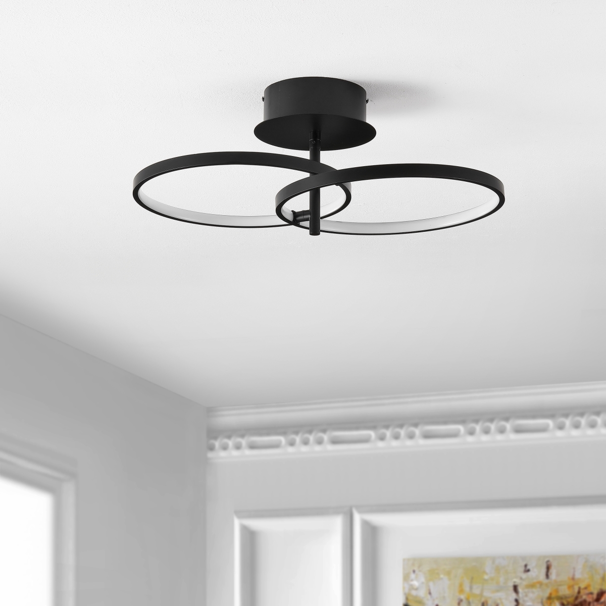 Reyah Led 11.75"Flush Mount - Matte Black - Safavieh - Image 1