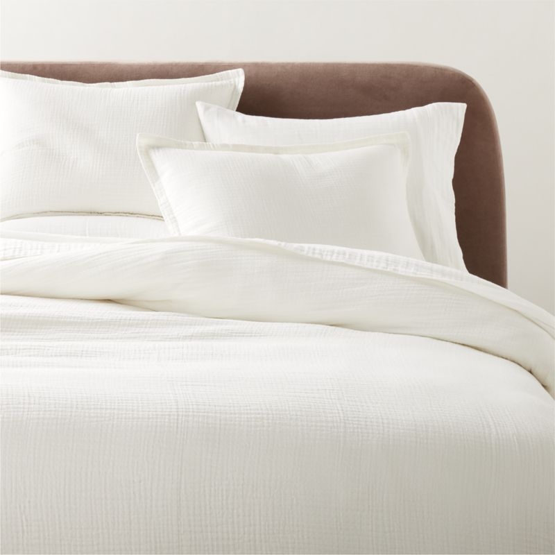 Alto Organic Cotton Gauze Warm White King Pillow Shams Set of 2 - Image 1