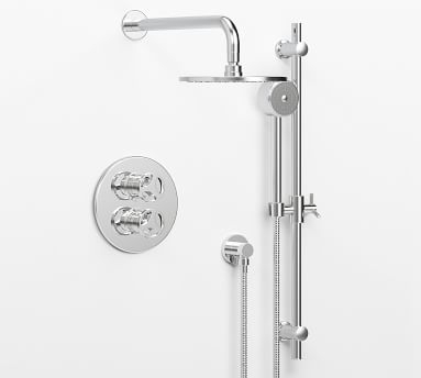 Tilden Thermostatic Cross-Handle Shower With Hand-Held Shower, Matte Black - Image 4