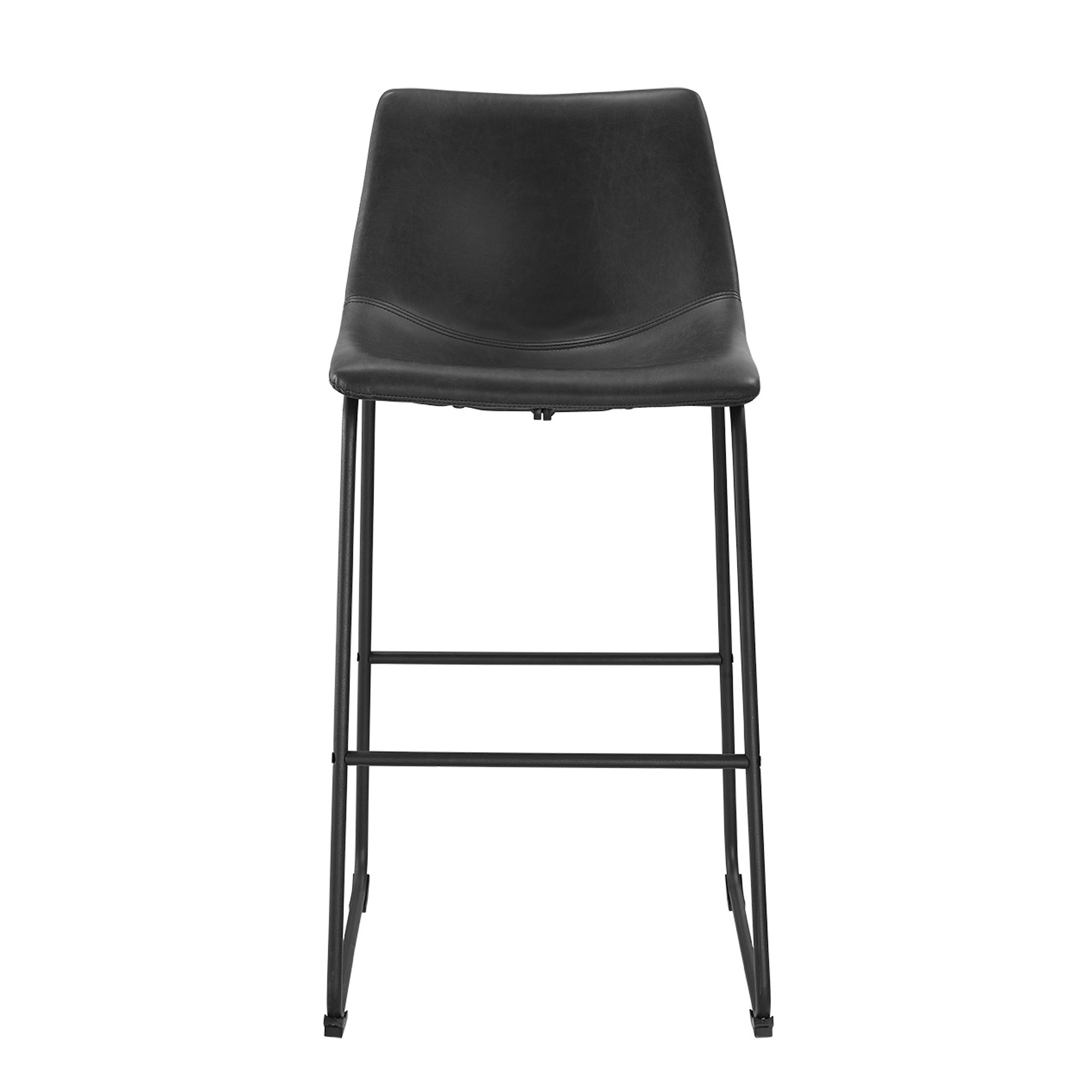 30" Industrial Faux Leather Barstools, Set of 2 - Black - Image 1