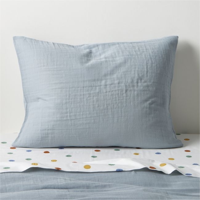 Supersoft Kids Mist Blue Organic Cotton Gauze Pillow Sham - Image 0