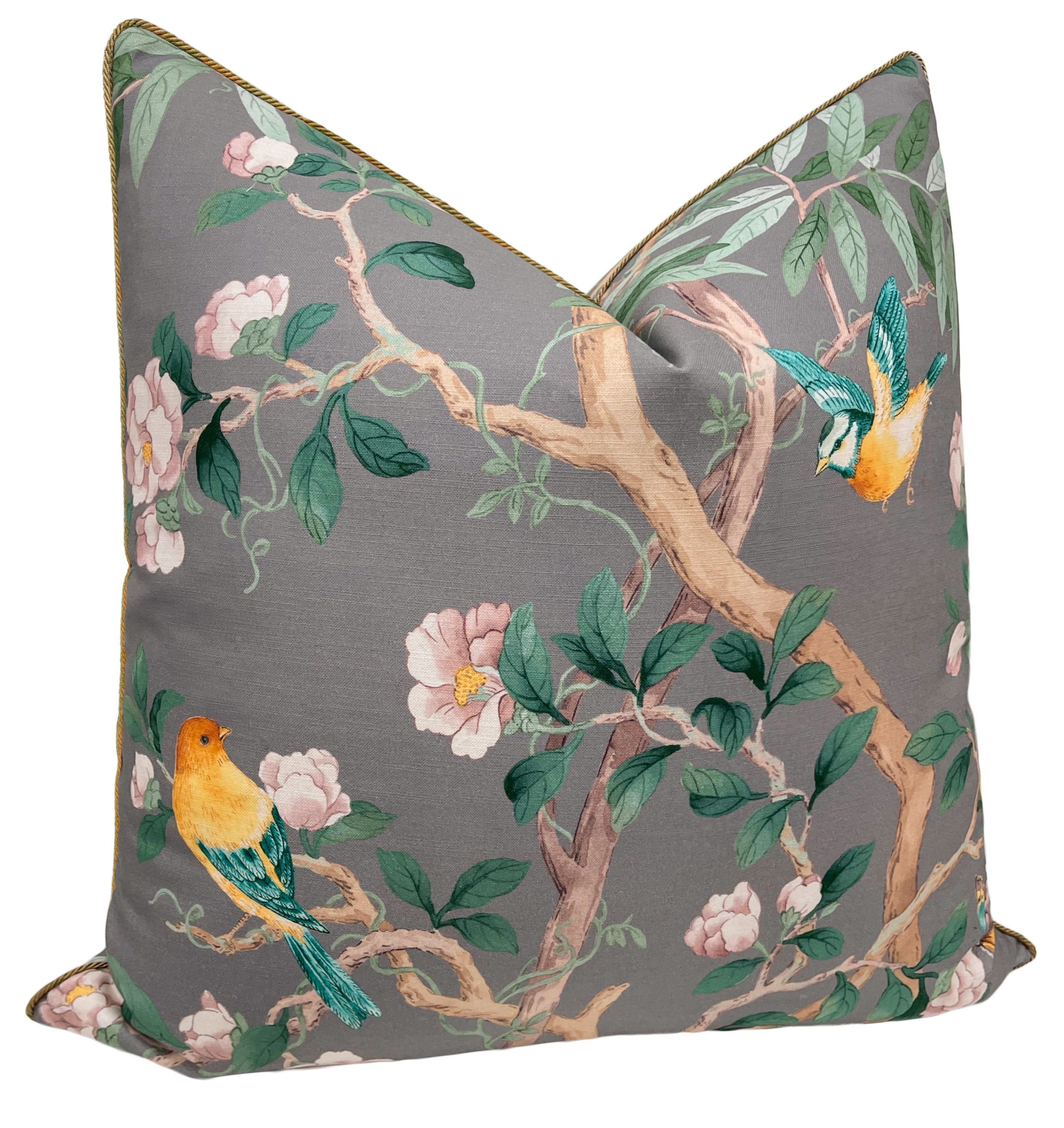 IMPERIAL GARDEN // GRIS WITH BRASS CORDING - BY THE YARD - Image 1