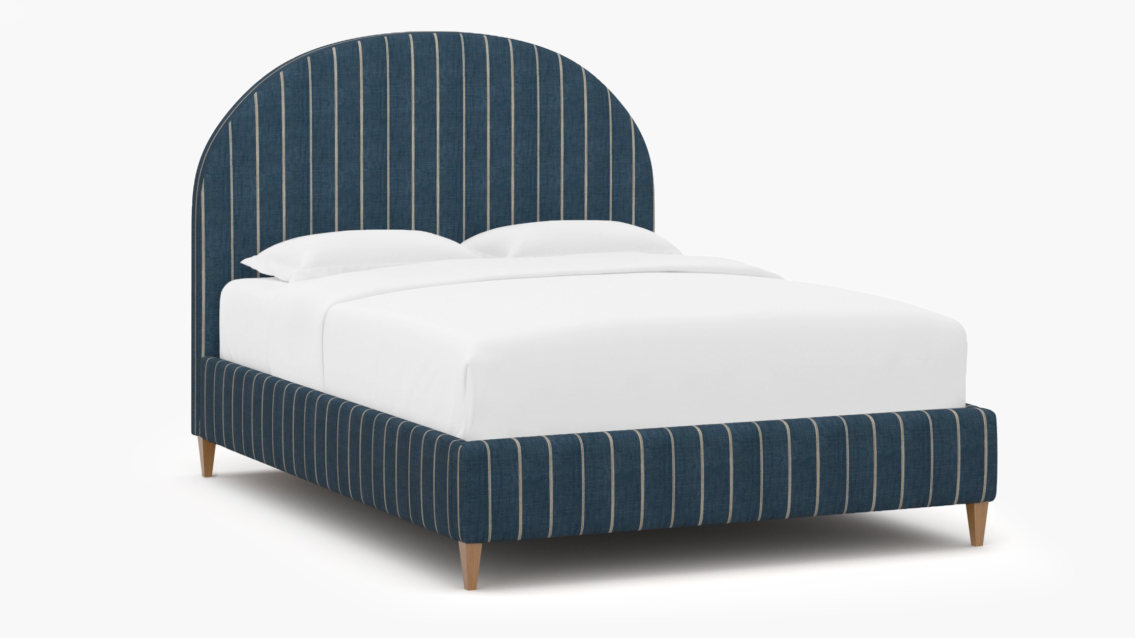 Demilune Bed, Indigo Felix, Natural Square Tapered Leg, King - Image 1