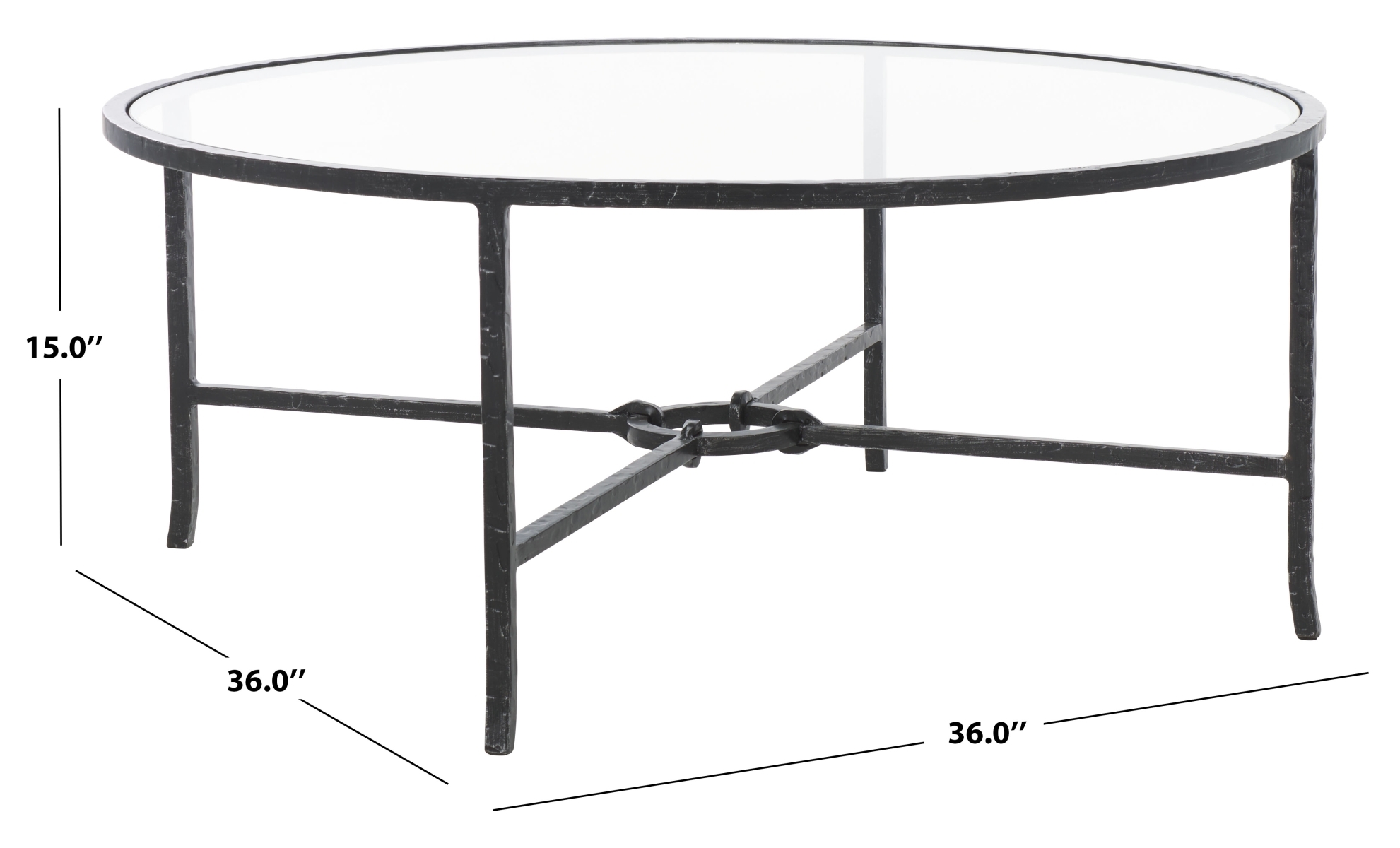 Tauri Metal Round Coffee Table - Black/Clear - Image 6