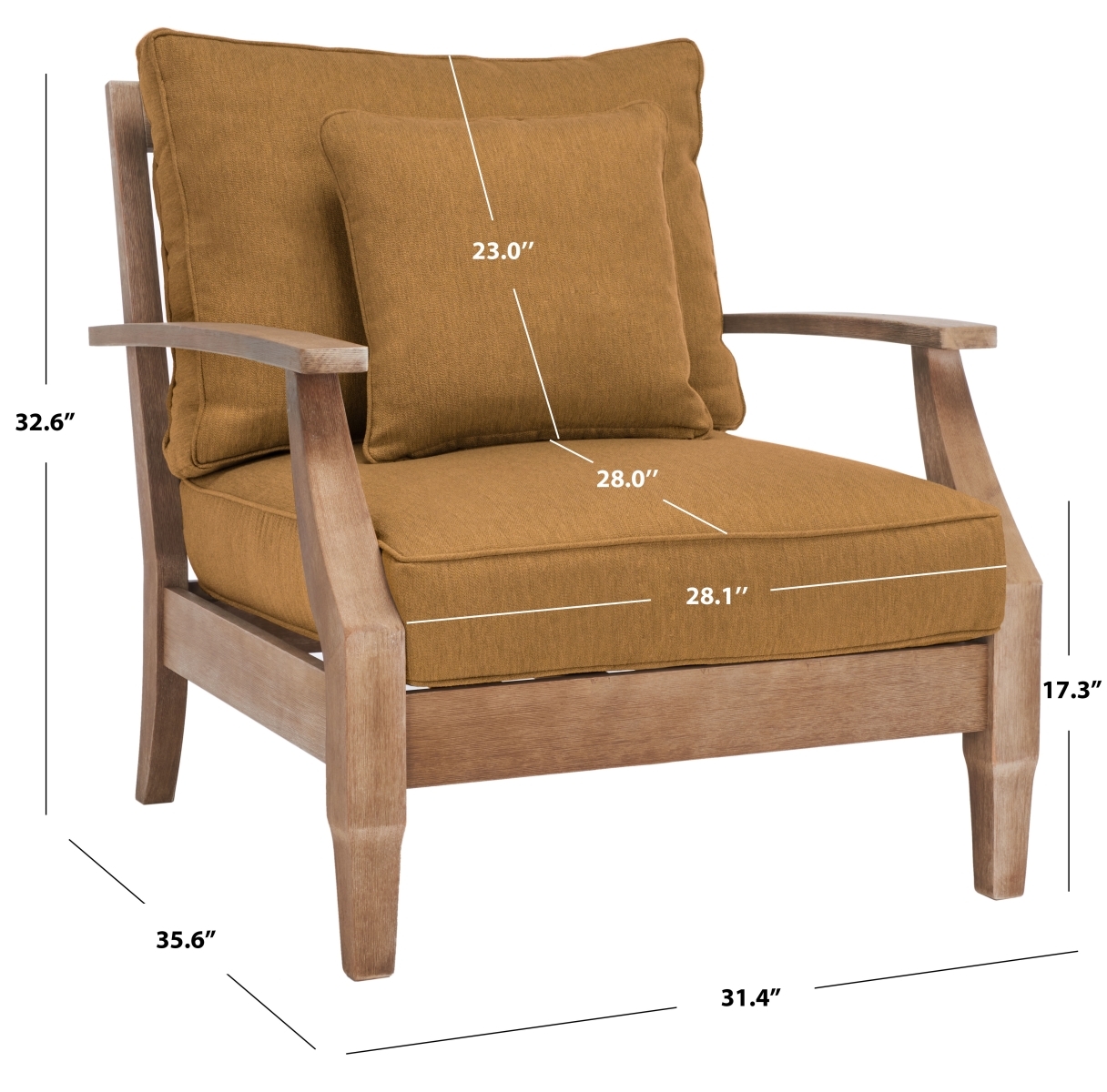 Martinique Wood Patio Armchair - Natural/Brown - Image 6