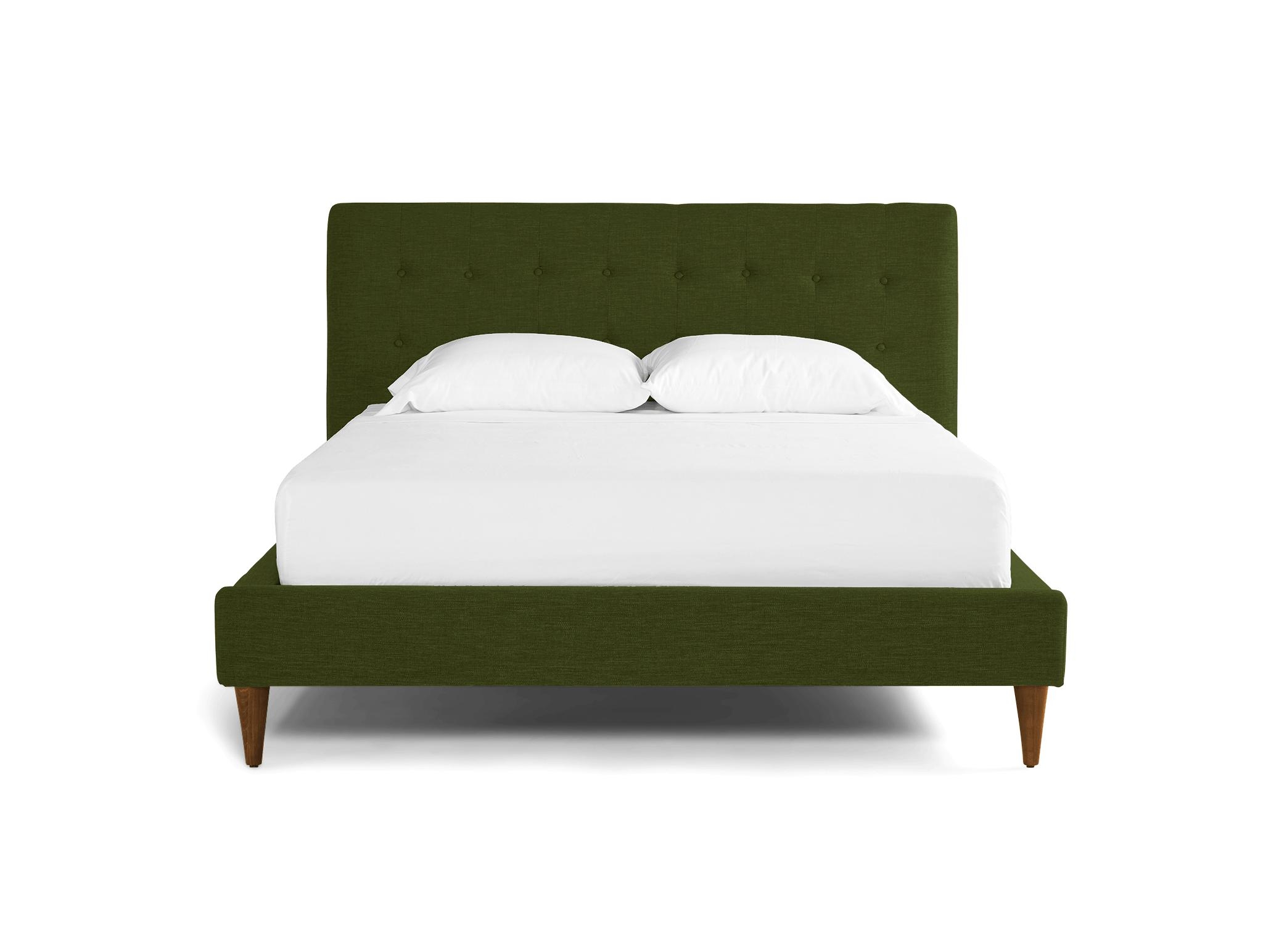 Green Eliot Mid Century Modern Bed - Royale Forest - Mocha - Queen - Image 0